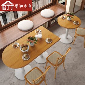 Bàn ghế Úc bạch kim hiện đại quán cà phê quán trà sữa Bàn ghế cửa hàng tráng miệng quầy bar Bàn ăn gỗ nguyên khối Bàn ăn nhà hàng - Hình 2