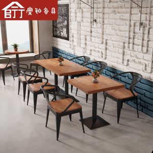 Bàn ghế Úc Bạch kim Khách sạn hiện đại đơn giản Căng tin Bàn ăn bằng gỗ nguyên khối Quán trà sữa thương mại Bàn ghế Đàm phán Bàn cà phê Bàn vuông Bàn bar - Hình 3