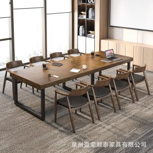 Bàn ghế văn phòng bằng gỗ nguyên khối hiện đại bàn hội nghị đào tạo nhân viên văn phòng đơn giản bàn dài LOFT bàn máy tính - Hình 4