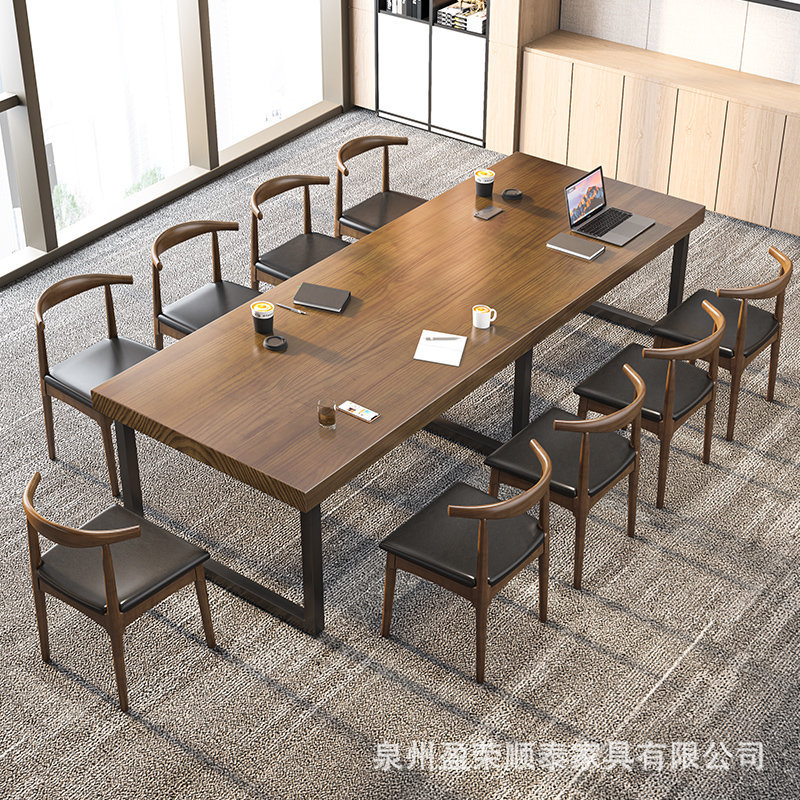 Bàn ghế văn phòng bằng gỗ nguyên khối hiện đại bàn hội nghị đào tạo nhân viên văn phòng đơn giản bàn dài LOFT bàn máy tính Bàn ghế văn phòng bằng gỗ nguyên khối hiện đại bàn hội nghị đào tạo nhân viên văn phòng đơn giản bàn dài LOFT bàn máy tính