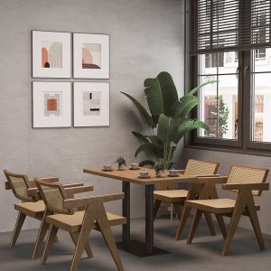 Bàn ghế Wabi Sabi Wind Chandigarh Ghế Gỗ Mây Món Ăn Phương Tây Cafe Trà Sữa Nhà Hàng Bàn Ghế Caterer - Hình 3