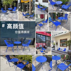 Bàn ghế xích đu phục vụ trà sữa quán tráng miệng quán cà phê thanh trong suốt quầy bar ngoài trời giải trí ngoài trời Bàn ghế sắt rèn - Hình 2
