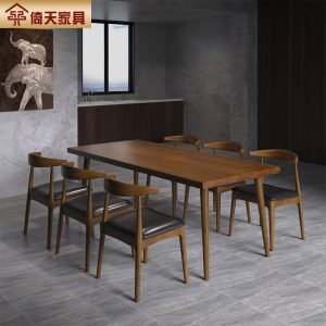 Bàn ghế Yitian Mỹ Italy Bàn ăn gỗ nguyên khối nhà phòng nhỏ Bàn ăn hình chữ nhật nhà hàng quán trà sữa Bàn ghế - Hình 2