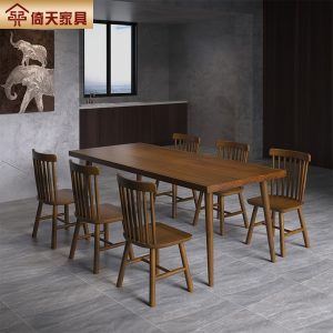 Bàn ghế Yitian Mỹ Italy Bàn ăn gỗ nguyên khối nhà phòng nhỏ Bàn ăn hình chữ nhật nhà hàng quán trà sữa Bàn ghế - Hình 3