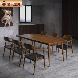Bàn ghế Yitian Mỹ Italy Bàn ăn gỗ nguyên khối nhà phòng nhỏ Bàn ăn hình chữ nhật nhà hàng quán trà sữa Bàn ghế - Hình 4