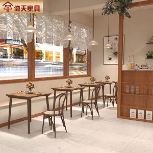 Bàn ghế Yitian nhà hàng hiện đại Bàn ghế ăn bằng gỗ nguyên khối bán buôn Bàn ghế quán trà sữa quán cà phê Bàn vuông Bàn ăn nhà hàng - Hình 2
