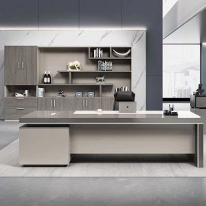 Bàn giám đốc cao cấp, bàn giám đốc chân inox, bàn làm việc màu óc chó, bàn văn phòng cao cấp - Hình 2