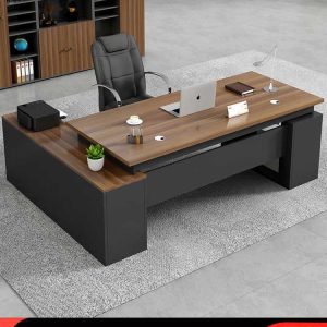 Bàn giám đốc cao cấp, bàn giám đốc gỗ tự nhiên, bàn làm việc kết hợp tủ phụ, bàn giám đốc chân sắt - Hình 2
