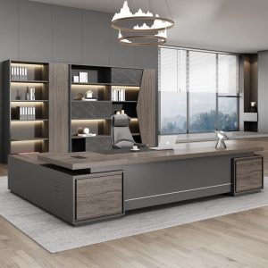 Bàn giám đốc chân inox, bàn chủ tịch sang trọng, bàn lãnh đạo hiện đại, bàn làm việc chữ L - Hình 2
