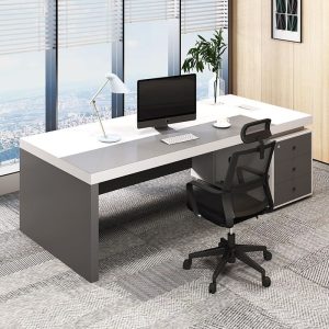 Bàn giám đốc gỗ tự nhiên, bàn làm việc công thái học, bàn điều hành nhập khẩu, bàn giám đốc chân inox - Hình 2