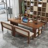 Bàn gỗ nguyên khối tối giản hiện đại, bàn hội nghị đàm phán nhân viên văn phòng sáng tạo, bàn dài có tủ, bàn gỗ