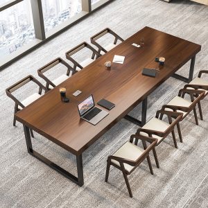 Bàn gỗ nguyên khối tối giản hiện đại bàn nhân viên văn phòng và ghế bàn hội nghị máy tính dải dài nhiều người - Hình 2