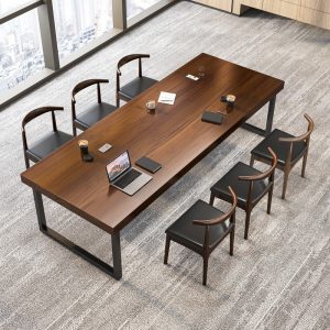 Bàn gỗ nguyên khối tối giản hiện đại bàn nhân viên văn phòng và ghế bàn hội nghị máy tính dải dài nhiều người
