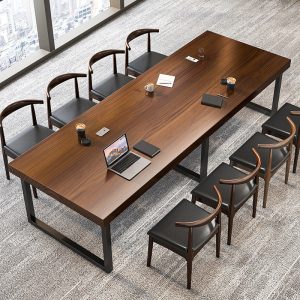 Bàn gỗ nguyên khối tối giản hiện đại bàn nhân viên văn phòng và ghế bàn hội nghị máy tính dải dài nhiều người - Hình 4