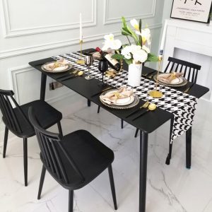 Bàn gỗ phong cách cổ điển cafe Bắc Âu đơn giản Bàn vuông màu đen phòng nhỏ Bàn ghế đàm phán Bàn ghế phong cách công nghiệp - Hình 2