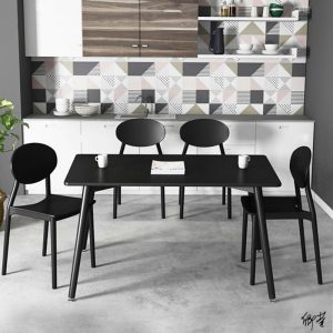 Bàn gỗ phong cách cổ điển cafe Bắc Âu đơn giản Bàn vuông màu đen phòng nhỏ Bàn ghế đàm phán Bàn ghế phong cách công nghiệp