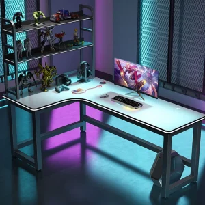 Bàn Góc Sáng Tạo Bàn Máy Tính Có Giá Sách Bàn Nội Thất Văn Phòng Bắc Âu Bàn Chơi Game Tại Nhà Phòng Ngủ Bàn Đôi Bàn Viết - Hình 2