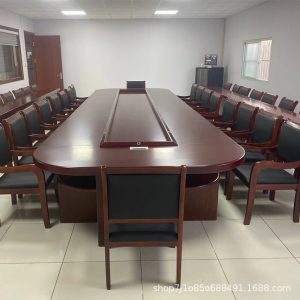 Bàn hội nghị đơn giản bàn dài bàn đào tạo sơn không phải gỗ rắn bàn phòng hội nghị hình bầu dục bàn ghế hội nghị - Hình 2