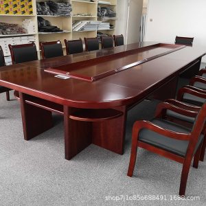 Bàn hội nghị đơn giản bàn dài bàn đào tạo sơn không phải gỗ rắn bàn phòng hội nghị hình bầu dục bàn ghế hội nghị - Hình 3