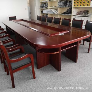 Bàn hội nghị đơn giản bàn dài bàn đào tạo sơn không phải gỗ rắn bàn phòng hội nghị hình bầu dục bàn ghế hội nghị - Hình 4