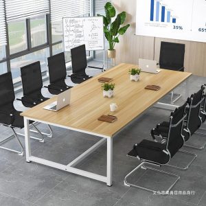 Bàn hội nghị đơn giản hiện đại gỗ nguyên khối bàn nhân viên đào tạo đàm phán bàn lớn bàn dài - Hình 4