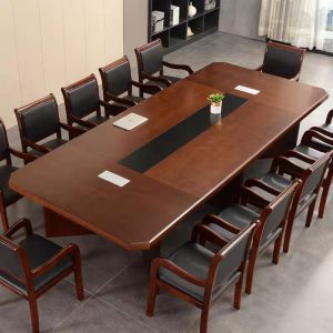 Bàn hội nghị lớn bàn dài đơn giản hiện đại gỗ nguyên khối sơn da bàn đào tạo và ghế bàn hình chữ nhật - Hình 2