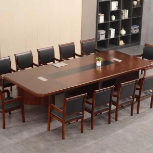 Bàn hội nghị lớn bàn dài đơn giản hiện đại gỗ nguyên khối sơn da bàn đào tạo và ghế bàn hình chữ nhật - Hình 3