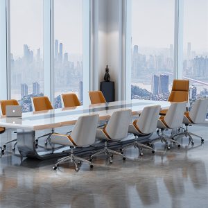 Bàn hội nghị sơn trắng Juncheng đơn giản hiện đại văn phòng lớn bàn tiếp tân hình chữ nhật và ghế - Hình 2