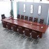Bàn hội nghị tối giản hiện đại bàn dài bảng mật độ sơn với gỗ veneer chắc chắn bàn và ghế kinh doanh nhiều người
