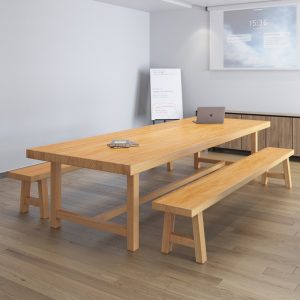 Bàn họp gỗ nguyên khối bàn dài đơn giản hiện đại ghế văn phòng bàn ăn nhật kItaly bàn đàm phán bàn làm việc bàn dài - Hình 3