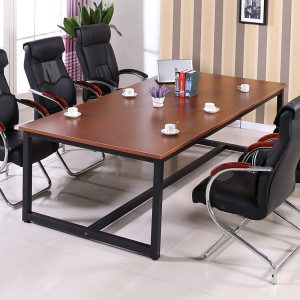 Bàn họp nhỏ đơn giản màu đen bàn dài hình chữ nhật đơn giản hiện đại 4 người 6 người-10 người Bàn văn phòng lớn 2 mét - Hình 2