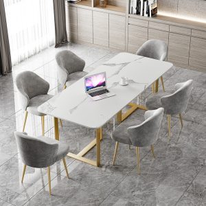 Bàn họp văn phòng Bảng đá tối giản hiện đại bàn hội nghị nhân viên văn phòng văn phòng bàn dài đào tạo đàm phán bàn ghế nhiều người - Hình 4