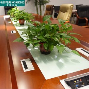 Bàn họp văn phòng Phong cách Trung Quốc sơn gỗ đặc dán dải veneer bàn đàm phán cuộc họp lớn và nhỏ đơn vị doanh nghiệp bàn hội nghị - Hình 4