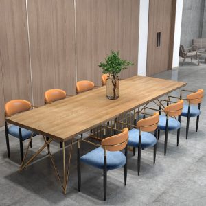 Bàn họp văn phòng Phòng thu tối giản hiện đại bàn hội nghị bằng gỗ nguyên khối phòng khách văn phòng phòng đọc sách bàn đọc sách phòng họp bàn dài - Hình 2