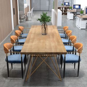 Bàn họp văn phòng Phòng thu tối giản hiện đại bàn hội nghị bằng gỗ nguyên khối phòng khách văn phòng phòng đọc sách bàn đọc sách phòng họp bàn dài - Hình 3