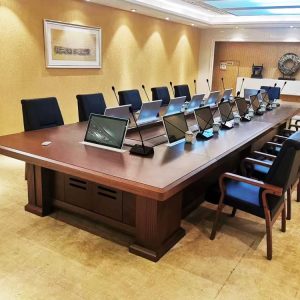 Bàn họp văn phòng Quân đội đến bản đồ để sản xuất bàn hội nghị nâng bằng gỗ sồi bàn không cần giấy chức năng bàn hội nghị nhà sản xuất quân đội