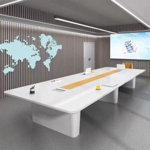 Bàn họp văn phòng Sơn bàn hội trường đơn giản hiện đại thời trang bàn dài cá tính phòng họp hình chữ nhật bàn ghế tiếp khách màu trắng - Hình 3