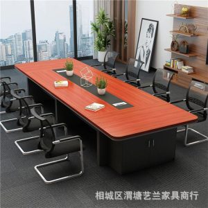 Bàn họp văn phòng tối giản hiện đại bàn hội nghị văn phòng bàn tiếp tân bàn đào tạo bàn đàm phán bàn ghế hội nghị dài - Hình 3