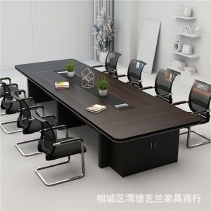 Bàn họp văn phòng tối giản hiện đại bàn hội nghị văn phòng bàn tiếp tân bàn đào tạo bàn đàm phán bàn ghế hội nghị dài - Hình 4