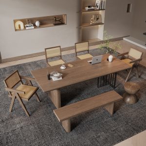 Bàn họp văn phòng Wabi-sabi gió hội trường văn phòng gỗ đặc bàn hội nghị studio phòng triển lãm phòng triển lãm ghế văn phòng hình dạng đơn giản sáng tạo
