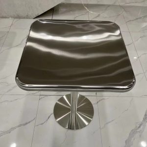 Bàn inox Bàn tròn nhỏ lưới đỏ Bàn trà sữa cafe ngoài trời thanh gió công nghiệp sắt kim loại vuông Bàn ăn - Hình 3