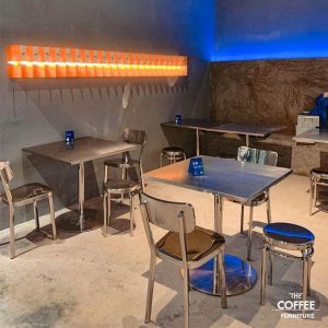 Bàn inox phong cách công nghiệp Bàn ăn cafe Bàn ghế ngoài trời ban công Bàn vuông sắt rèn vuông - Hình 3