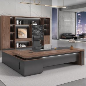 Bàn làm việc chữ L, bàn làm việc kết hợp tủ phụ, bàn giám đốc chân inox, bàn chủ tịch sang trọng