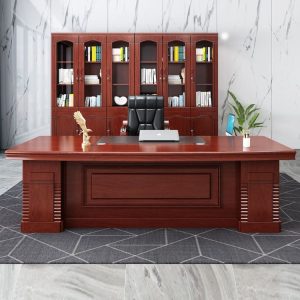 Bàn làm việc công thái học, bàn làm việc giám đốc tân cổ điển, nội thất phòng giám đốc, bàn làm việc màu óc chó - Hình 2