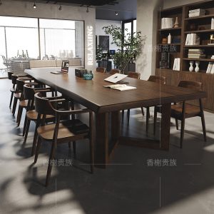 Bàn làm việc gỗ nguyên khối của Mỹ nhân viên công ty bàn ghế văn phòng gỗ nguyên khối thư viện bàn hội nghị lớn bàn dài - Hình 2