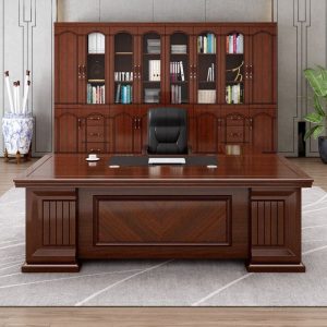 Bàn làm việc kết hợp tủ phụ, bàn làm việc cho lãnh đạo, bàn giám đốc gỗ tự nhiên, bàn điều hành nhập khẩu - Hình 2