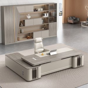 Bàn làm việc kết hợp tủ phụ, bàn làm việc màu óc chó, bàn giám đốc cao cấp, bàn làm việc công thái học - Hình 3