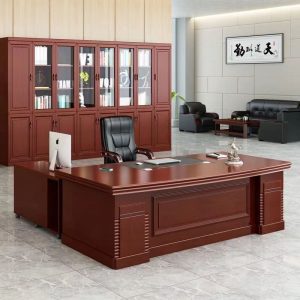 Bàn làm việc kết hợp tủ phụ, bàn văn phòng cao cấp, bàn làm việc màu óc chó, bàn chủ tịch sang trọng - Hình 2