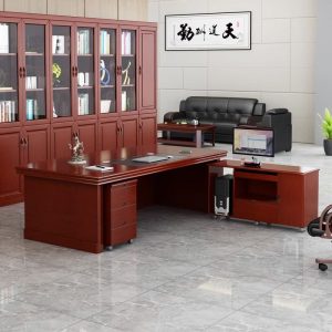 Bàn làm việc kết hợp tủ phụ, bàn văn phòng cao cấp, bàn làm việc màu óc chó, bàn chủ tịch sang trọng - Hình 3
