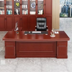 Bàn làm việc kết hợp tủ phụ, bàn văn phòng cao cấp, bàn làm việc màu óc chó, bàn chủ tịch sang trọng